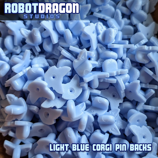 Light Blue Corgi Pin Back