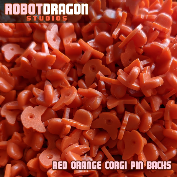 Red Orange Corgi Pin Back