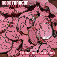 Salmon Pink Chicken Pin